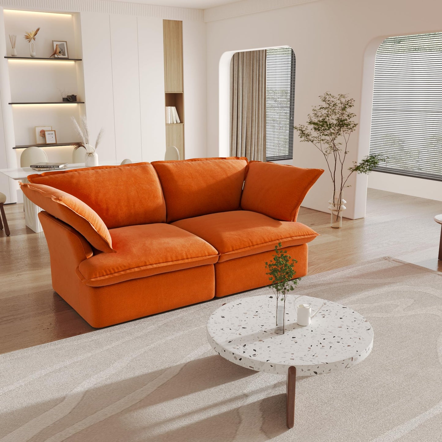 Sectional Couches for Living Room,82.66" Cloud Modular Sectional Sofa, Velvet Deep Couch,Cushion Covers Removable & Replaceable,LoveSofa,Blue