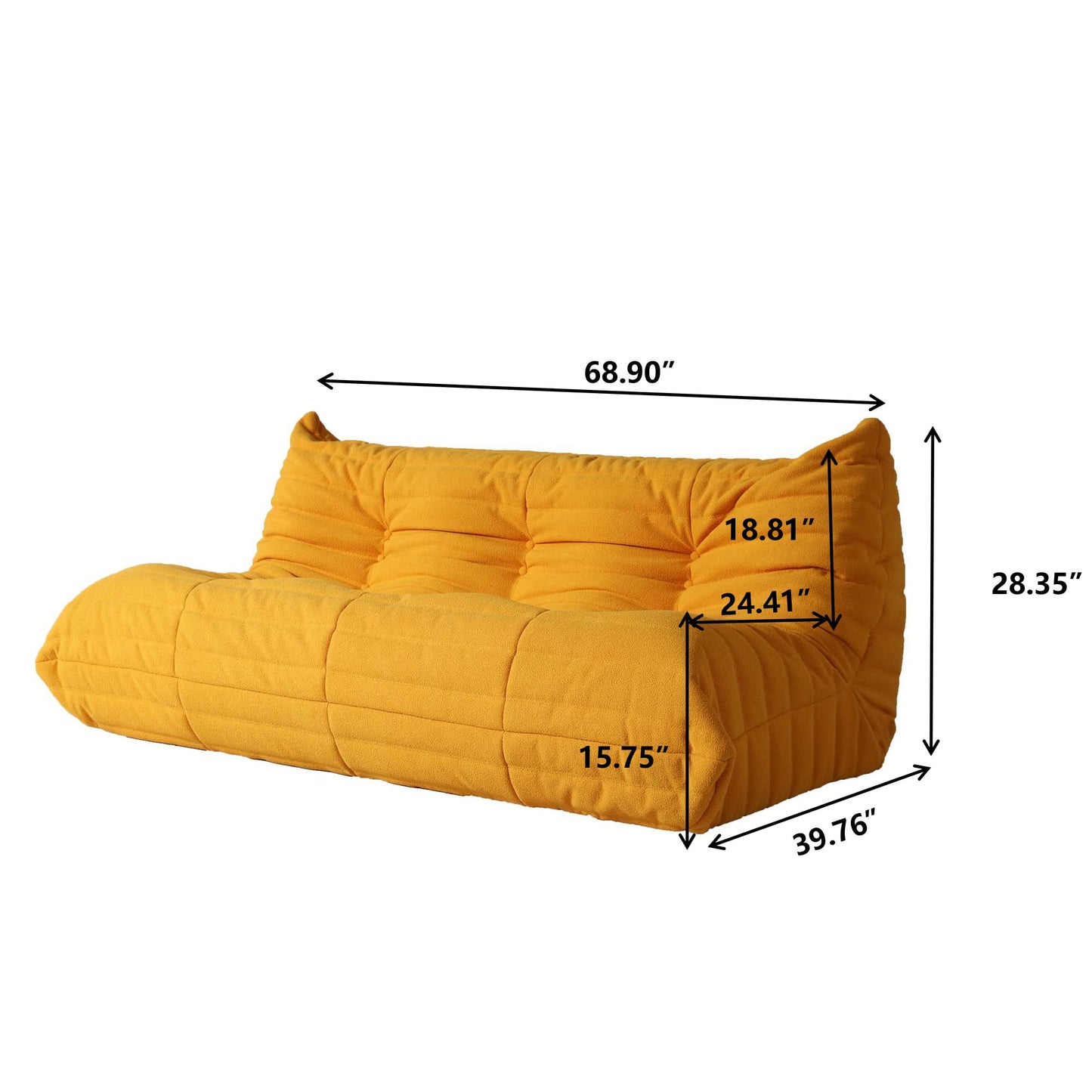 Lazy Floor Sofa, 89 inch Soft Teddy Velvet 3 Seat Minimalist Couches, Tatami Sofa, Fireside Chair, Corner Relax Couch for Living Room Bedroom Salon Office Floor Lounge(3 Seat, Blue)