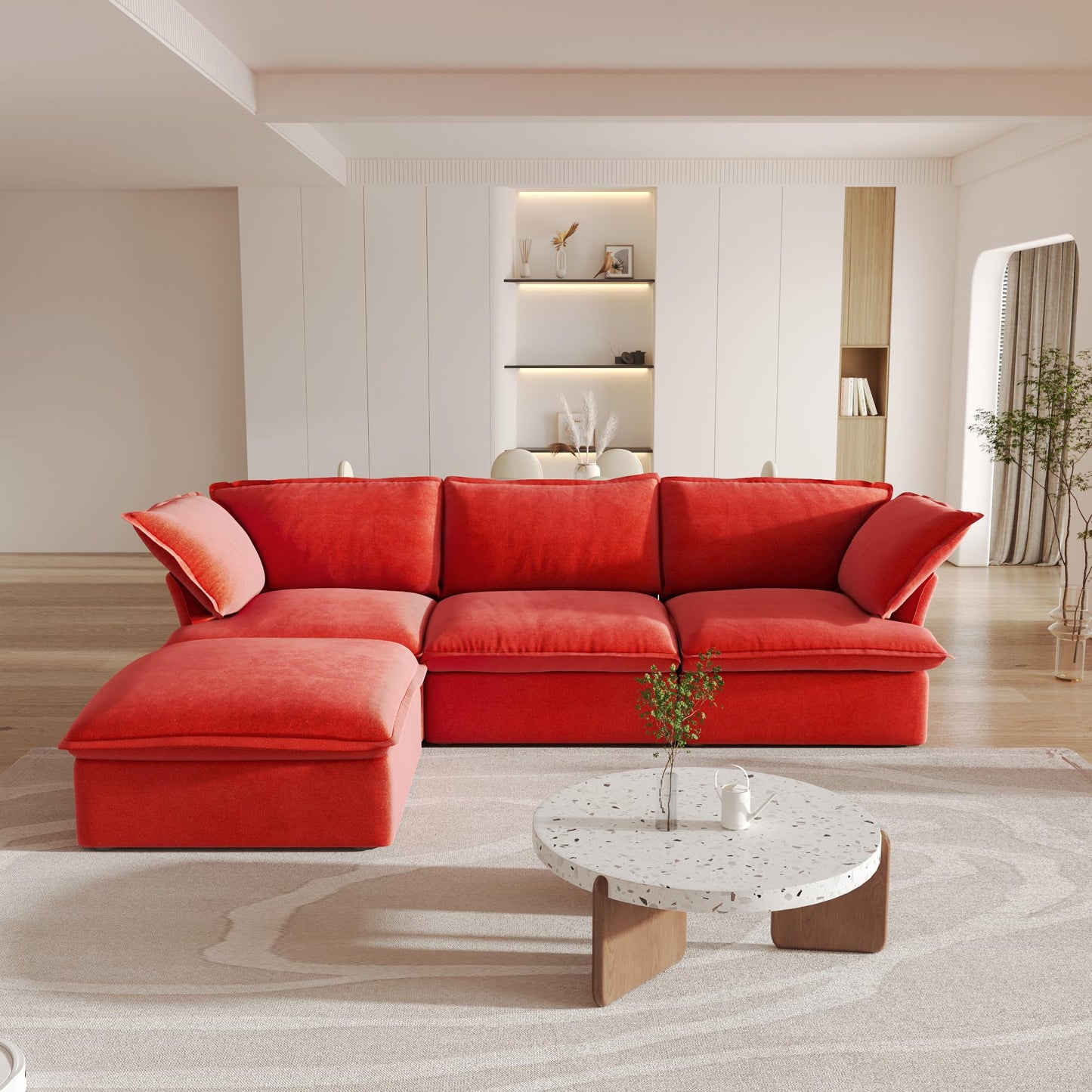 Sectional Couches for Living Room,82.66" Cloud Modular Sectional Sofa, Velvet Deep Couch,Cushion Covers Removable & Replaceable,LoveSofa,Blue