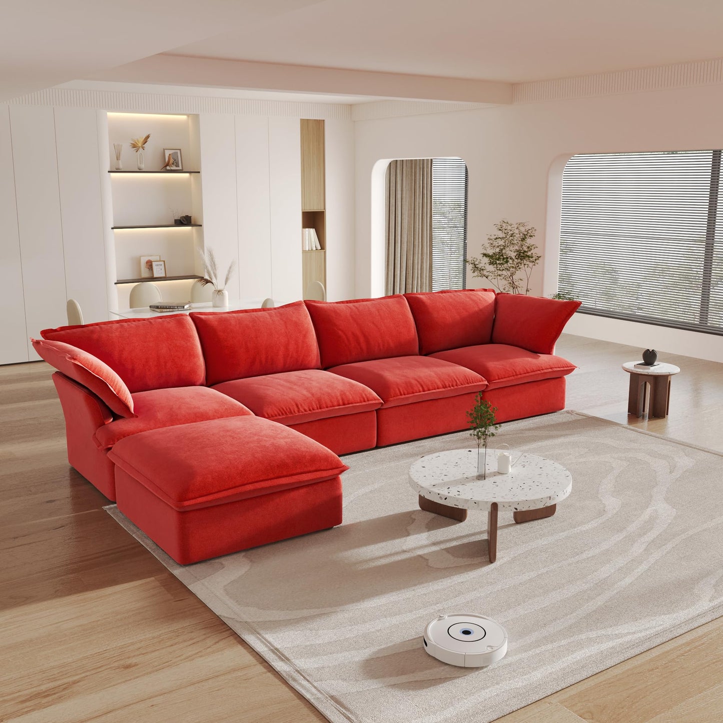 Sectional Couches for Living Room,82.66" Cloud Modular Sectional Sofa, Velvet Deep Couch,Cushion Covers Removable & Replaceable,LoveSofa,Blue