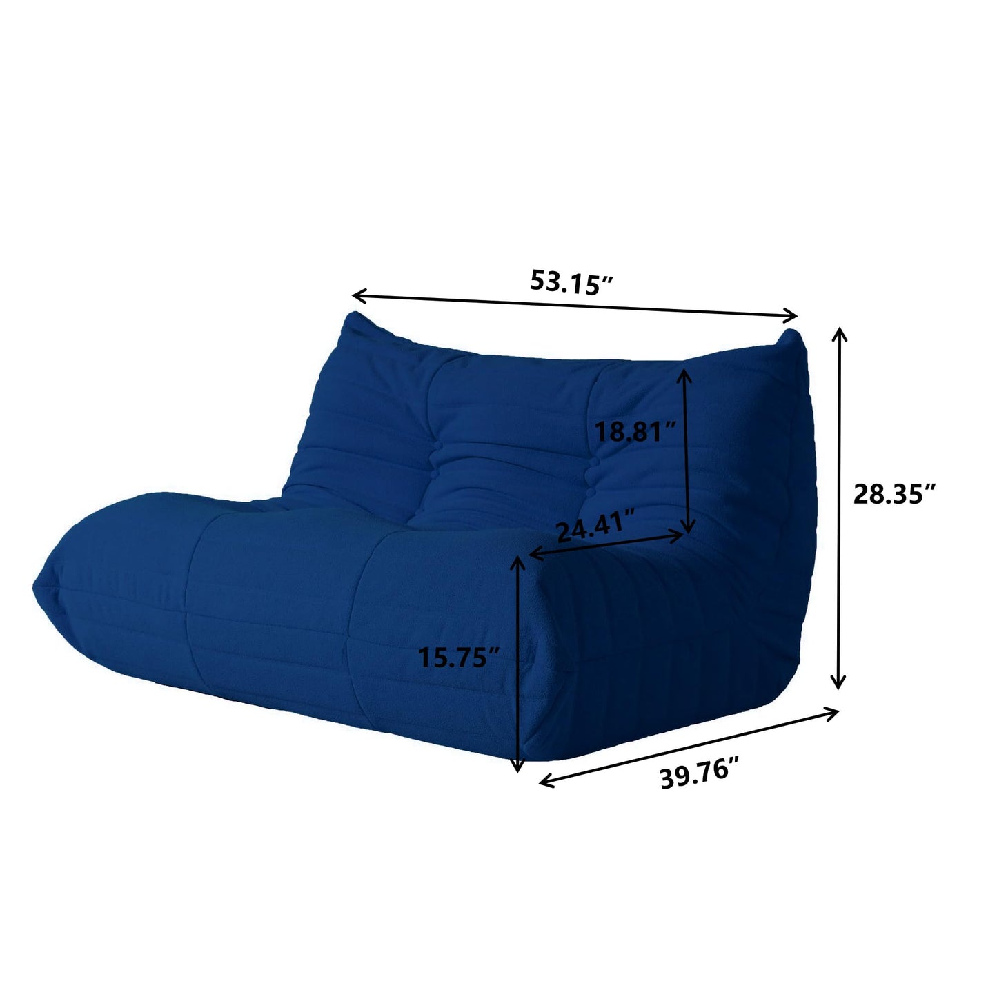 Lazy Floor Sofa, 89 inch Soft Teddy Velvet 3 Seat Minimalist Couches, Tatami Sofa, Fireside Chair, Corner Relax Couch for Living Room Bedroom Salon Office Floor Lounge(3 Seat, Blue)