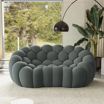 Essential 2-Seater grey 3D-Knitted Fabric Loveseats | 1-Piece, 3D-Knitted Fabric, Apartment Friendly
