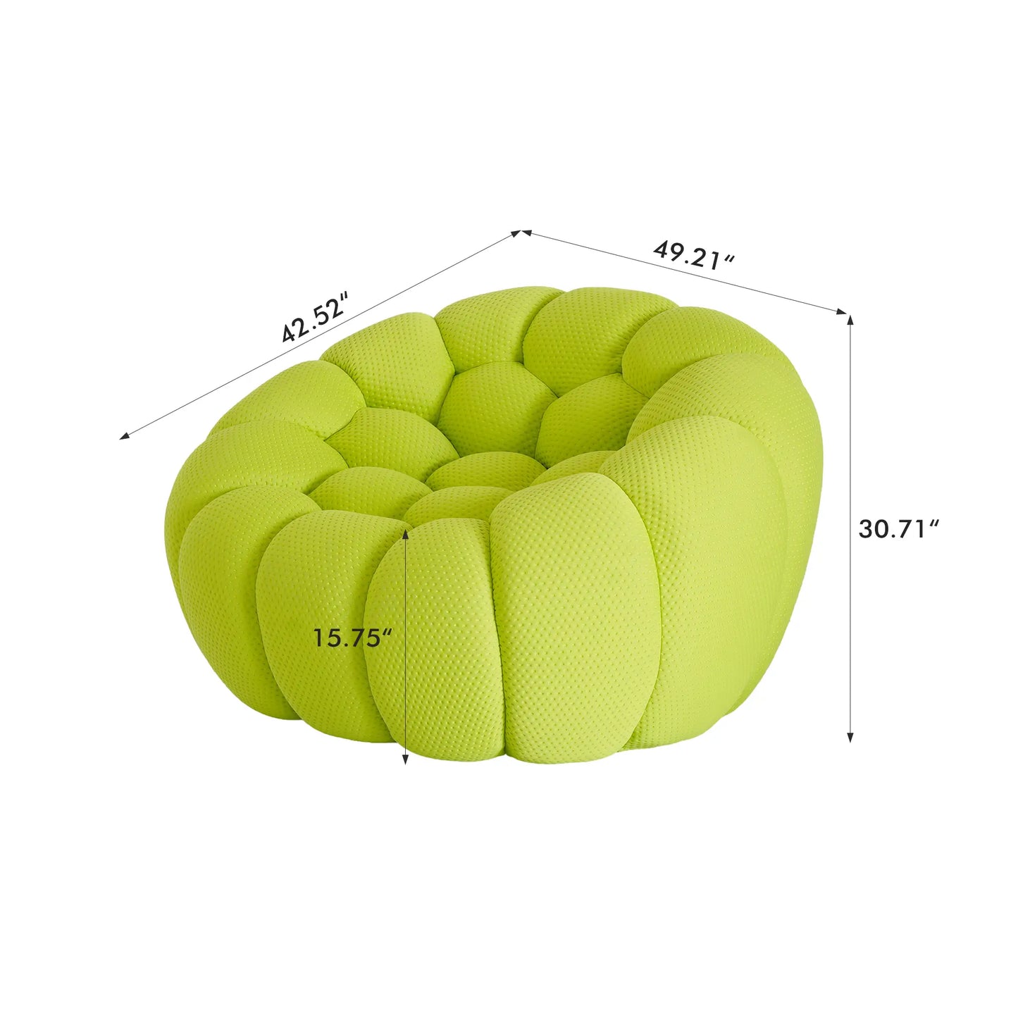 Essential Armless Floor Sofas | 1-Piece 3D Knitted Fabric Lime Green Single Sofa 1-Seater