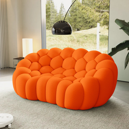 Sofás Essential Arc Boneless | Loveseats de 1 pieza de tejido de punto 3D naranja de 2 plazas