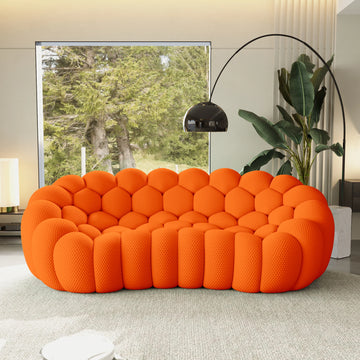 Essential 3-Seater orange 3D-Knitted Fabric Couch Sectionals | 1-Piece, 3D-Knitted Fabric, Apartment Friendly