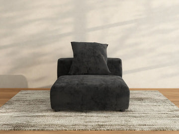 Sofá individual Matrix de 1 plaza, negro, lavable | 1 pieza, tela de pana, diseño modular
