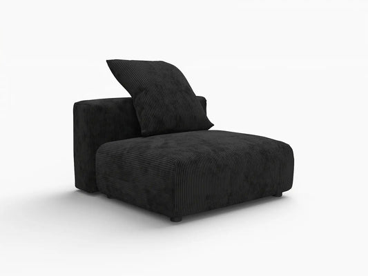 1 Piece Black Corduroy Armless Single Sofa 1 Seater