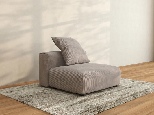 1 Piece Brown Corduroy Armless Single Sofa 1 Seater