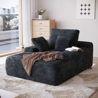 Essential Chaise Boneless Sofas | 1-Piece Corduroy Black Single Sofa 1-Seater