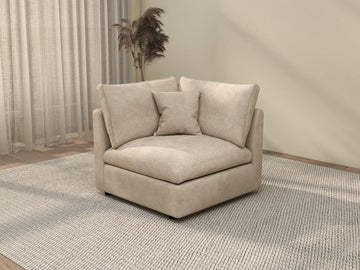 Deluxe Cloud 1-Seater Khaki Washable Single Sofa | 1-Piece, Chenille and Linen Fabric, Modular Design