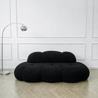 Essential Cloud Boneless Sofas | 1-Piece Teddy Velvet Black Loveseats 3-Seater