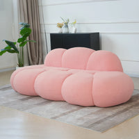 Essential Cloud Boneless Sofas | 1-Piece Teddy Velvet Pink Loveseats 3-Seater