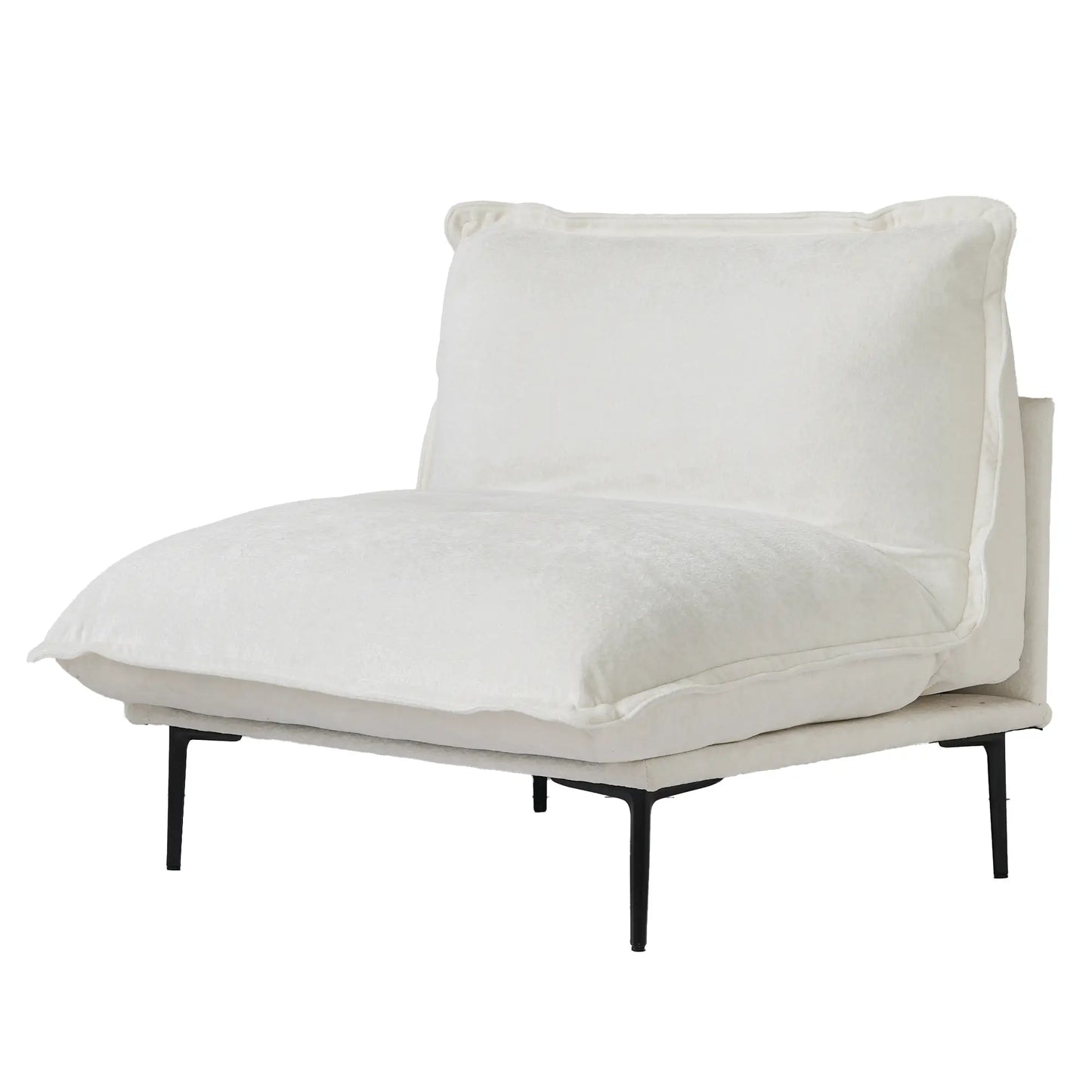 Deluxe Urban Cloud Sectional Sofas | 1-Piece Velvet Beige Single Sofa 1-Seater