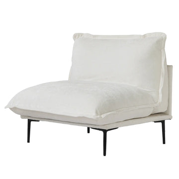Sofá modular individual Deluxe Cloud de 1 plaza, color beige | 1 pieza, tela de terciopelo, para espacios pequeños