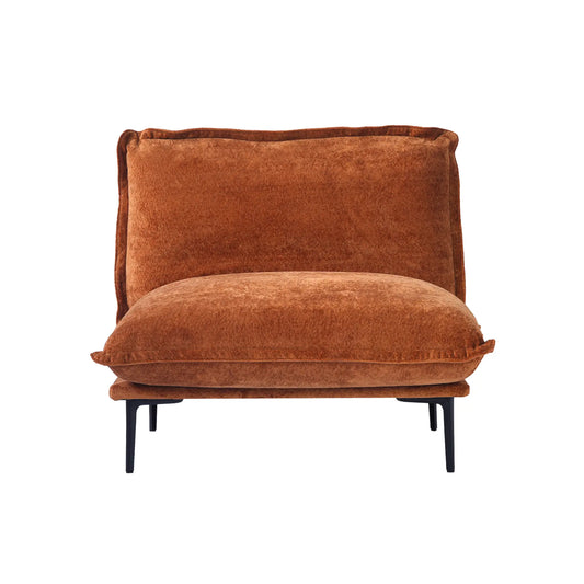 Deluxe Urban Cloud Sectional Sofas | 1-Piece Velvet Orange Single Sofa 1-Seater
