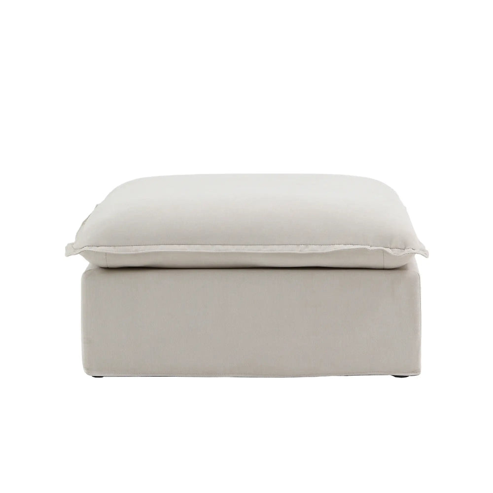Deluxe Linen Cloud Sectional Sofas | 1-Piece Beige Cotton and Linen Armless Single Sofa Ottoma