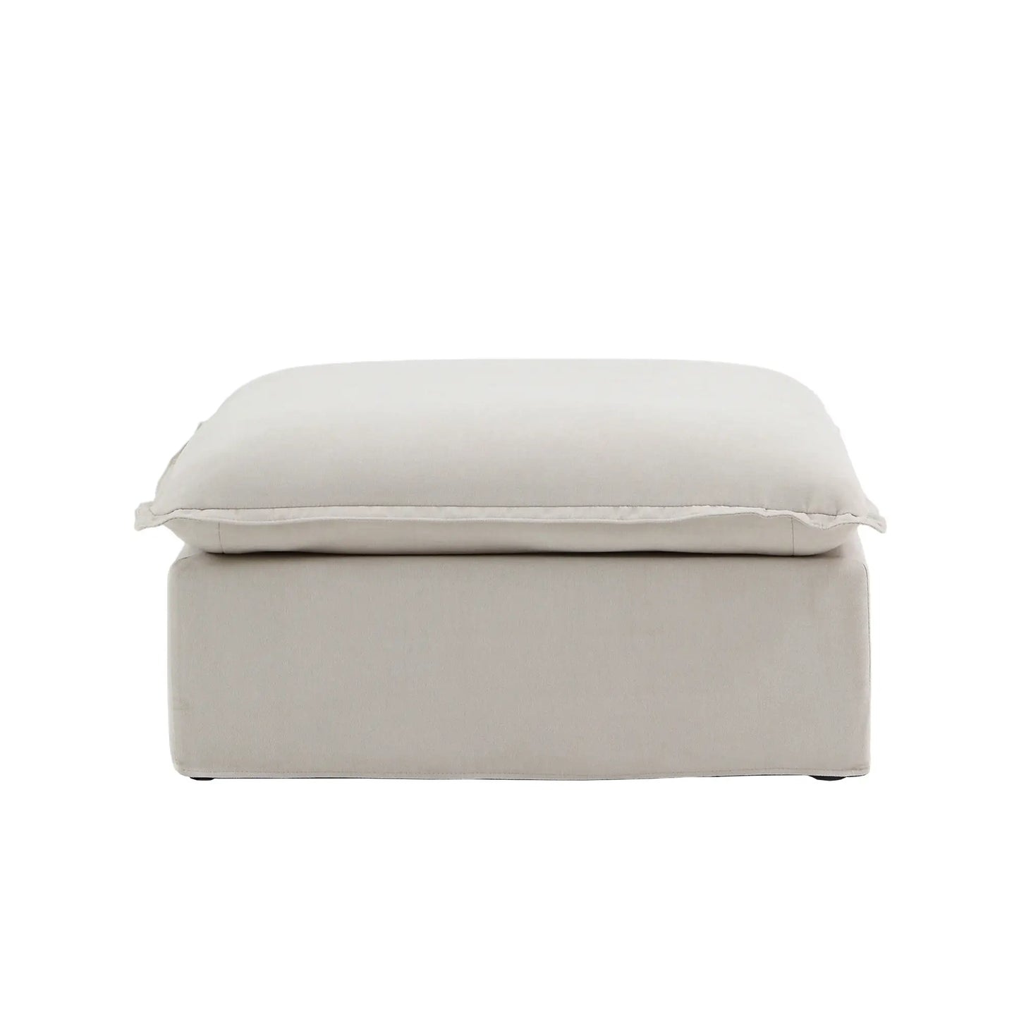 Deluxe Linen Cloud Sectional Sofas | 1-Piece Beige Cotton and Linen Armless Single Sofa Ottoma