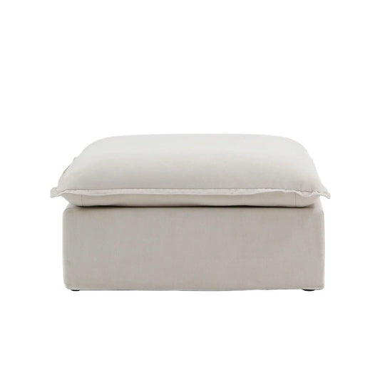 Deluxe Linen Cloud Sectional Sofas | 1-Piece Beige Cotton and Linen Armless Single Sofa Ottoma