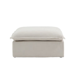Deluxe Linen Cloud Sectional Sofas | 1-Piece Beige Cotton and Linen Armless Single Sofa Ottoma