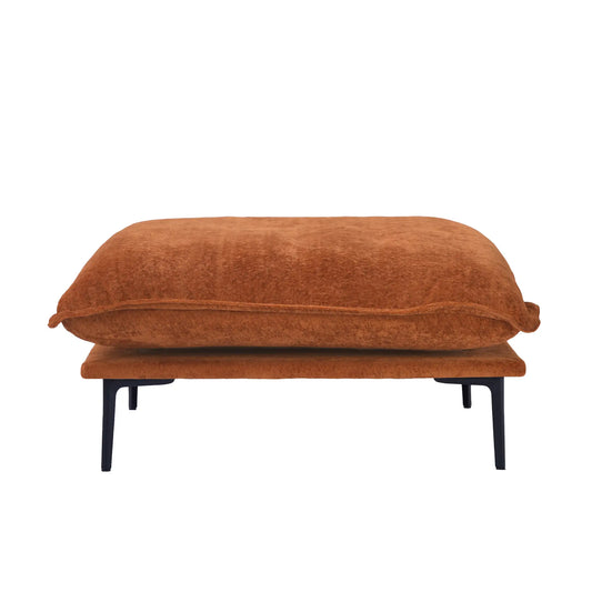 Deluxe Urban Cloud Sectional Sofas | 1-Piece Velvet Orange Ottoman