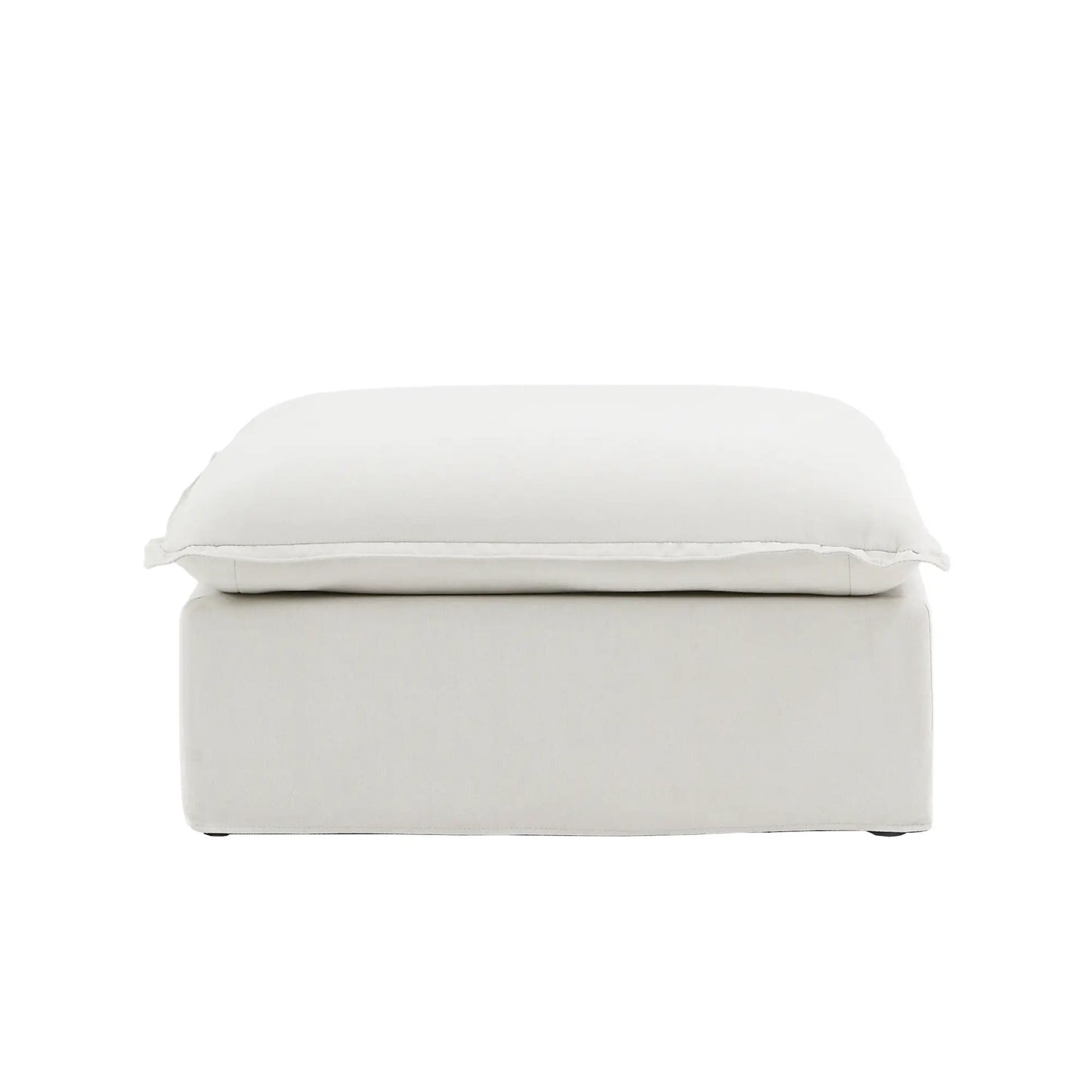 Deluxe Linen Cloud Sectional Sofas | 1-Piece White Cotton and Linen Armless Single Sofa Ottoma