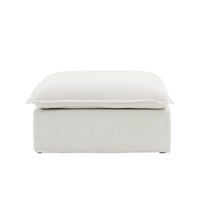 Deluxe Linen Cloud Sectional Sofas | 1-Piece White Cotton and Linen Armless Single Sofa Ottoma