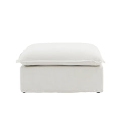 Deluxe Linen Cloud Sectional Sofas | 1-Piece White Cotton and Linen Armless Single Sofa Ottoma