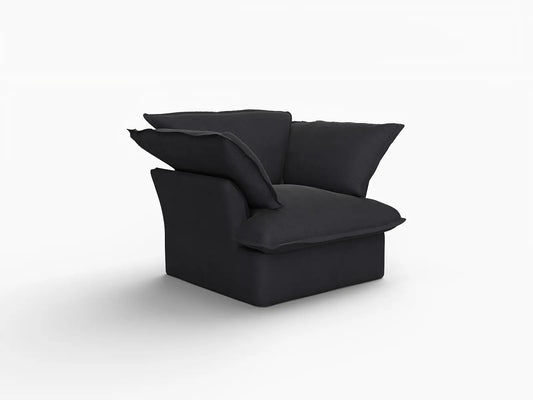 Deluxe Linen Cloud Sectional Sofas Covers | Black Cotton and Linen Sofa Cover for Single Seat