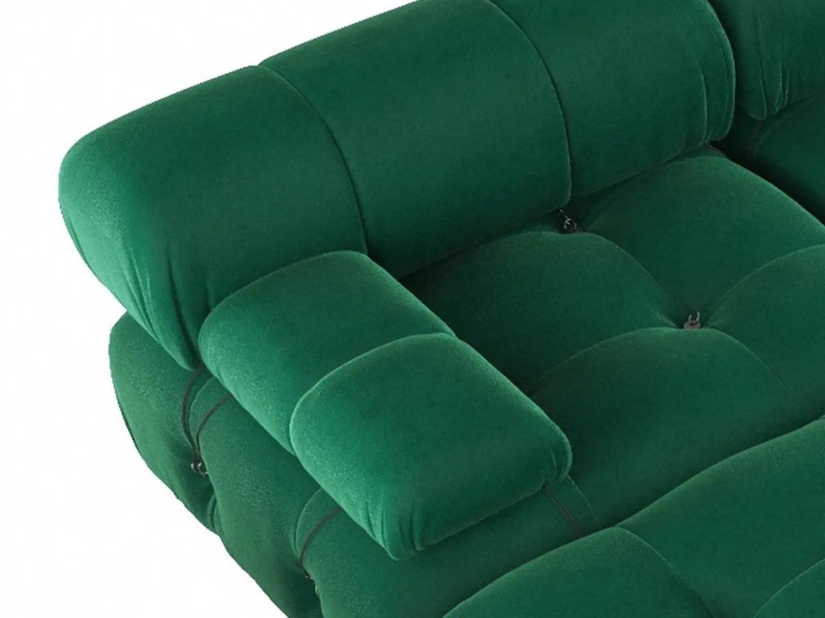 Éther Green 4-Seater Pit Sectionals | 8-Piece (includes 4 ottomans), Velvet Fabric, Fixed Upholstery
