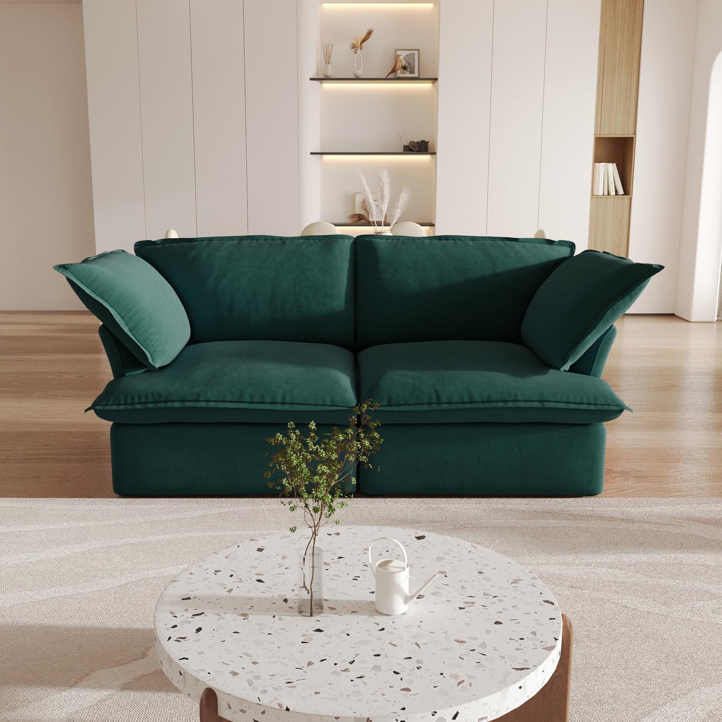Sectional Couches for Living Room,82.66" Cloud Modular Sectional Sofa, Velvet Deep Couch,Cushion Covers Removable & Replaceable,LoveSofa,Blue
