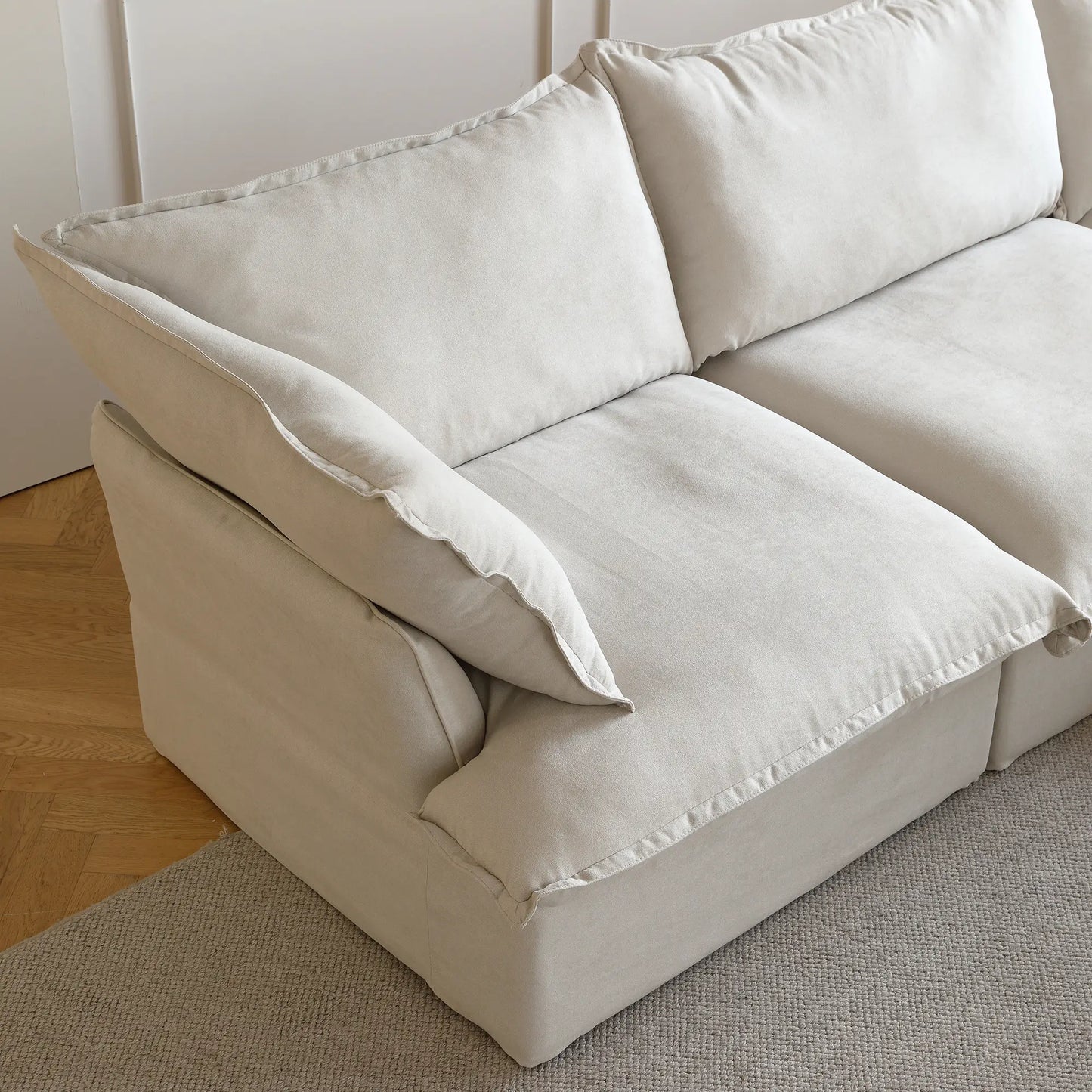 Deluxe Linen Cloud Sectional Sofas | Beige Cotton and Linen Loveseats 2-seaters