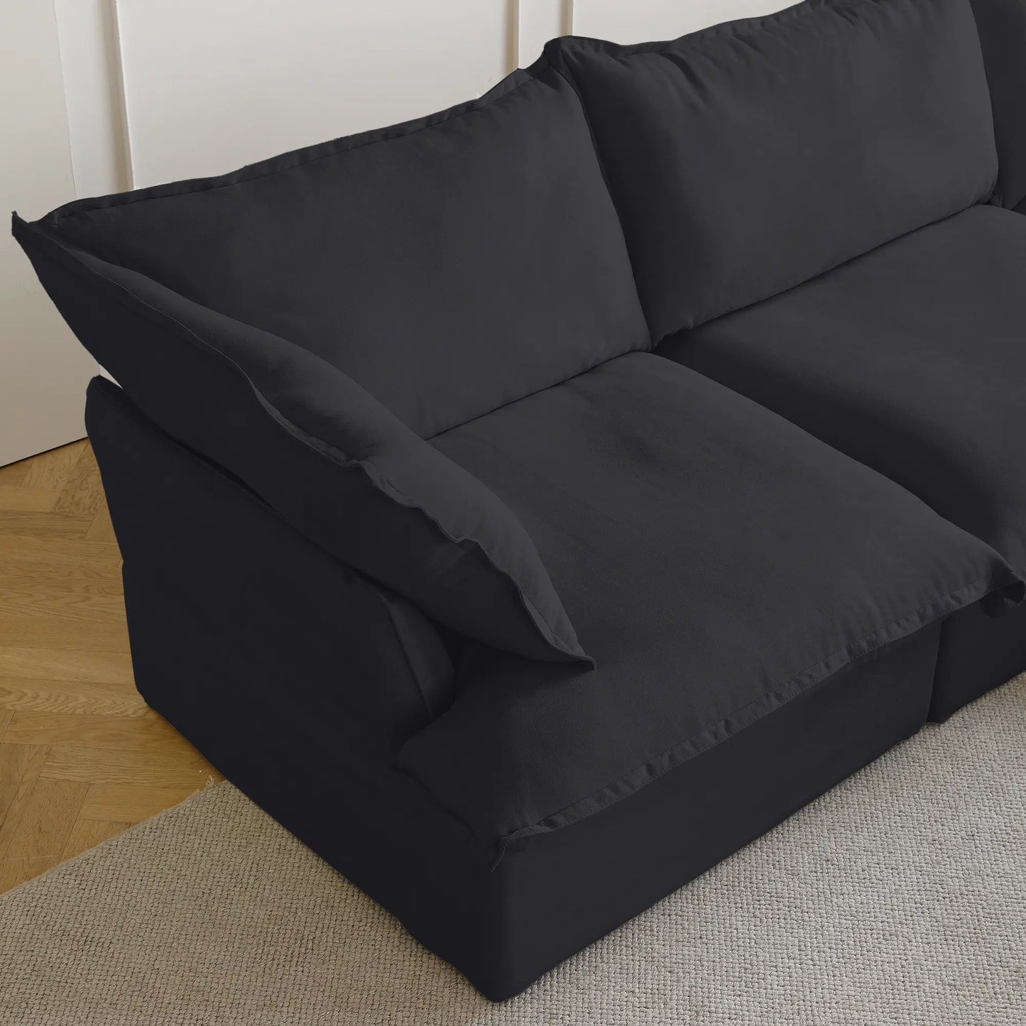 Deluxe Linen Cloud Sectional Sofas | Black Cotton and Linen Loveseats 2-seaters