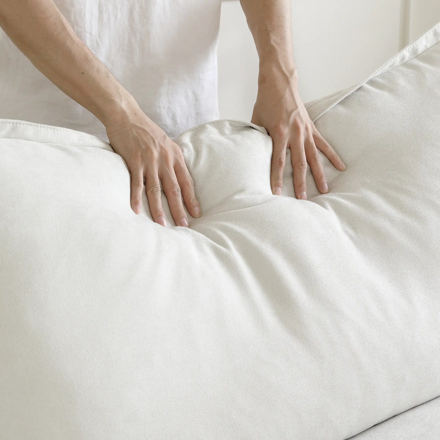 Sofás seccionales de lujo de lino Cloud | Loveseats de 2 piezas de algodón y lino blanco