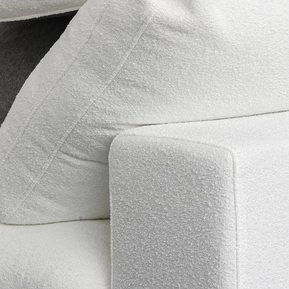 Deluxe Cloud 3-Seater White Pit Sectional | 6-Piece (Includes 3 Ottomans), Cotton And Linen Fabric, Family Room Seating, Washable Cushion Covers