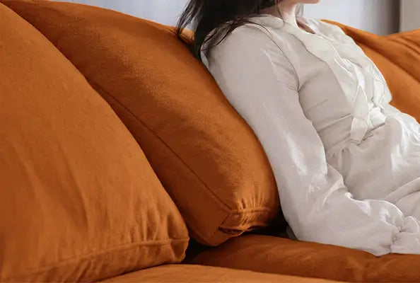Deluxe Cloud 3-Seater Sofa Set in Terracotta Velvet | 4-Piece (Includes 1 Ottoman), Easy To Clean, Modular Design