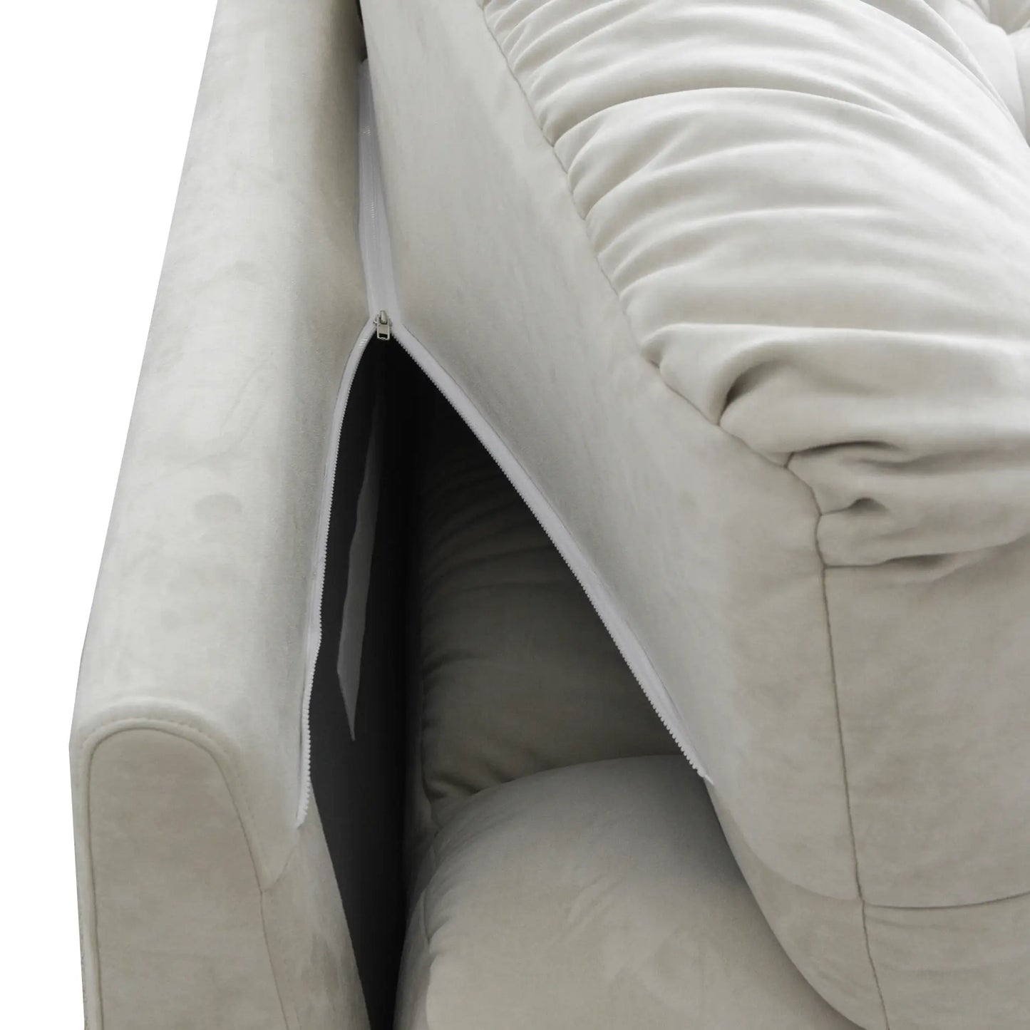 Essential Loveseat Lazy Sofas | Beige Frosted Velvet Loveseats 2-seaters 105"