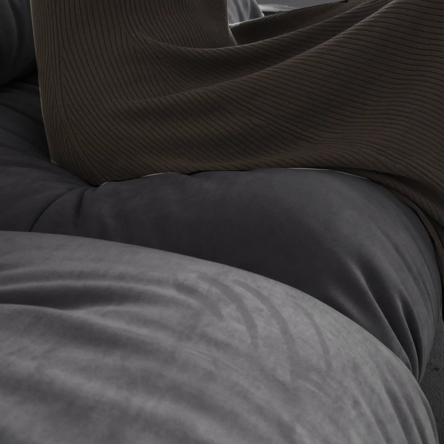 Essential Loveseat Lazy Sofas | Grey Frosted Velvet Loveseats 2-seaters 89"