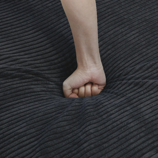 Fundas para sofás modulares modernos Matrix | Fundas de pana negra para sofá de 6 plazas con 2 otomanas