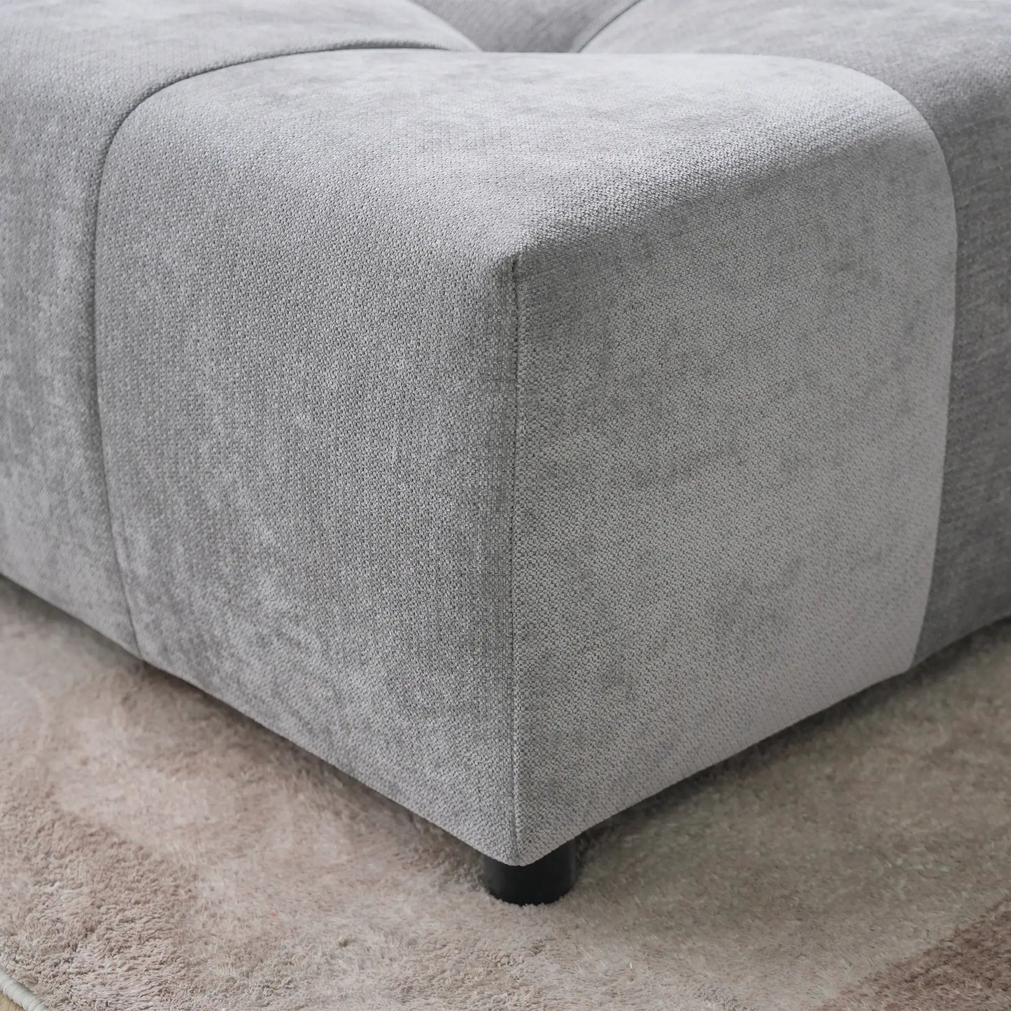 Matrix Classic Modular Sofas | Light Grey Cotton and Linen Loveseats 2-seaters with 1 Ottoman