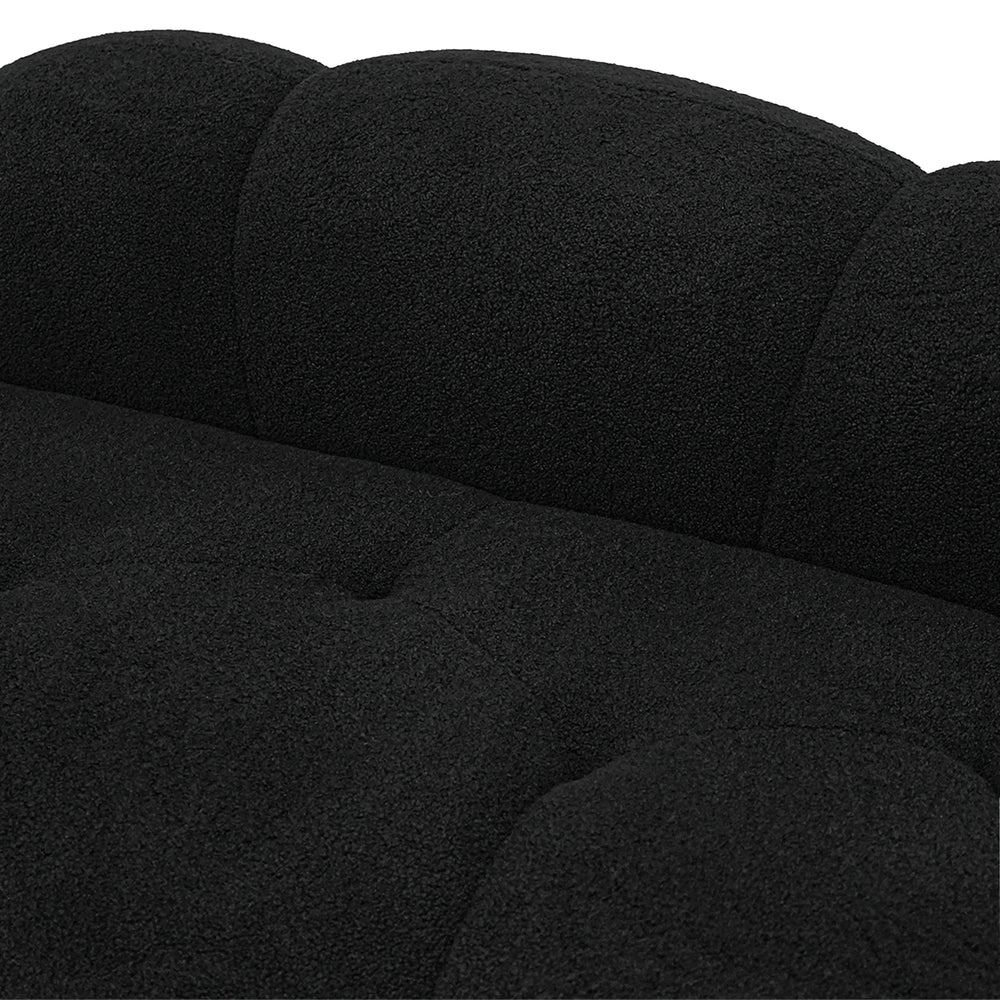 Essential Cloud Boneless Sofas | 1-Piece Teddy Velvet Black Loveseats 3-Seater