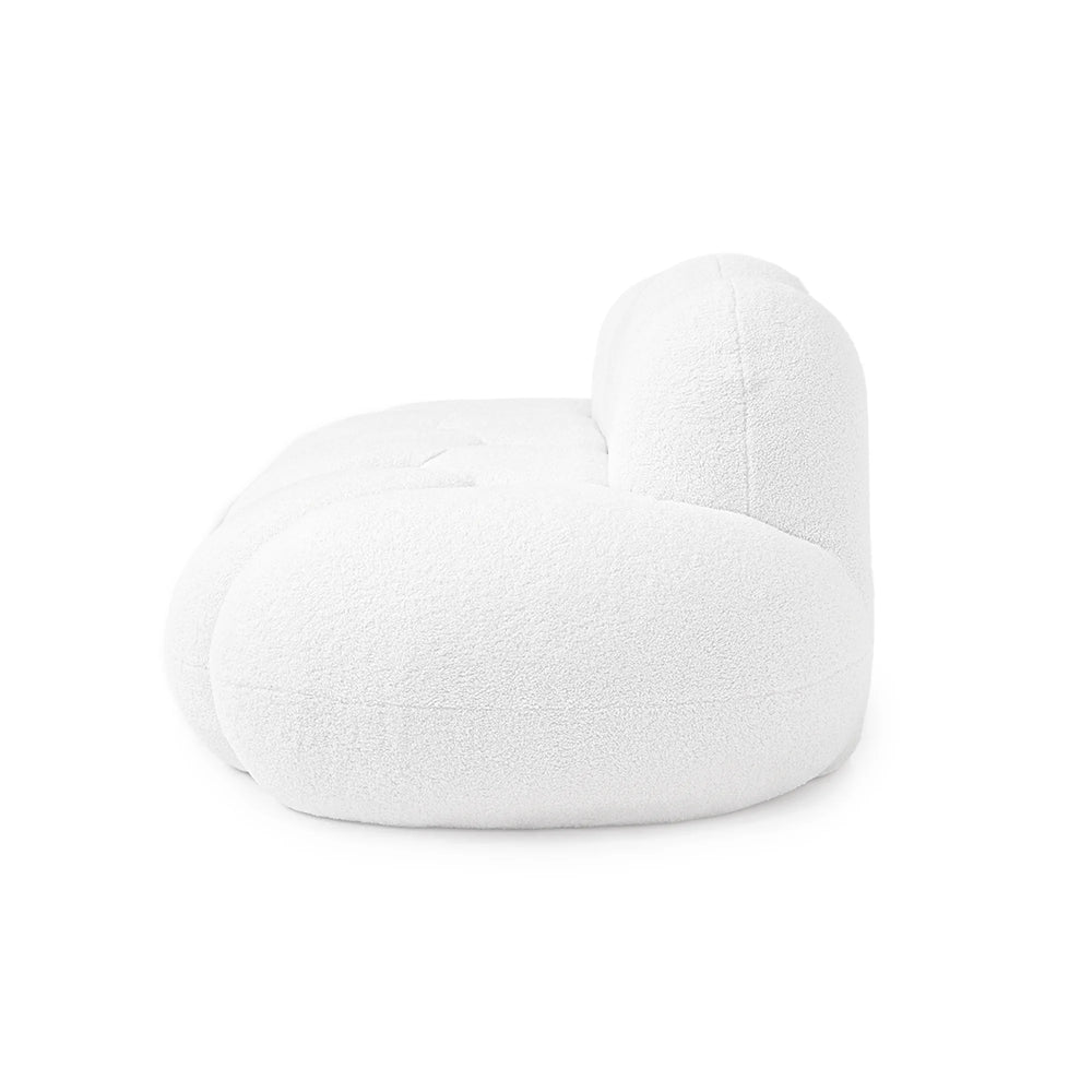Essential Cloud Boneless Sofas | 1-Piece Teddy Velvet White Loveseats 3-Seater