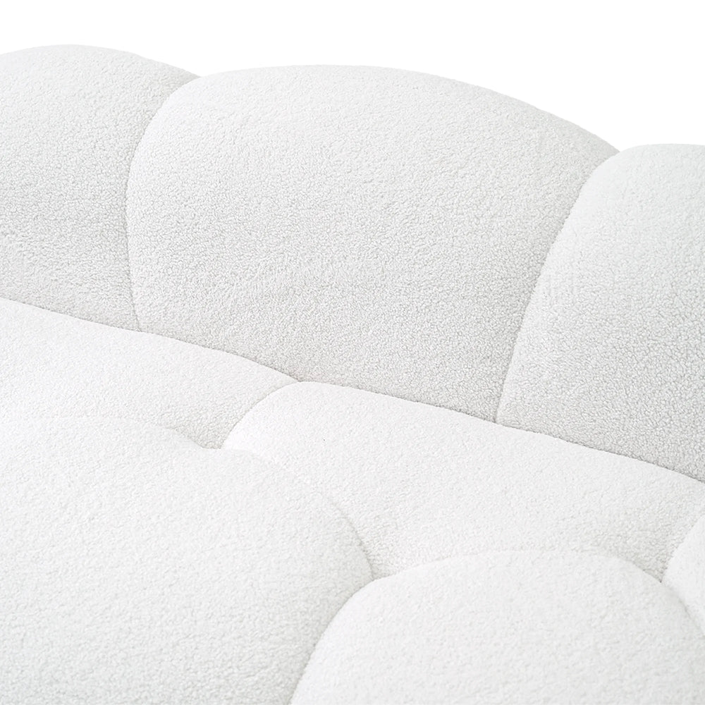 Essential Cloud Boneless Sofas | 1-Piece Teddy Velvet White Loveseats 3-Seater