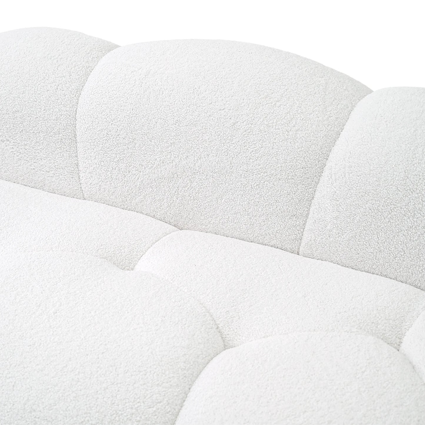 Essential Cloud Boneless Sofas | 1-Piece Teddy Velvet White Loveseats 3-Seater