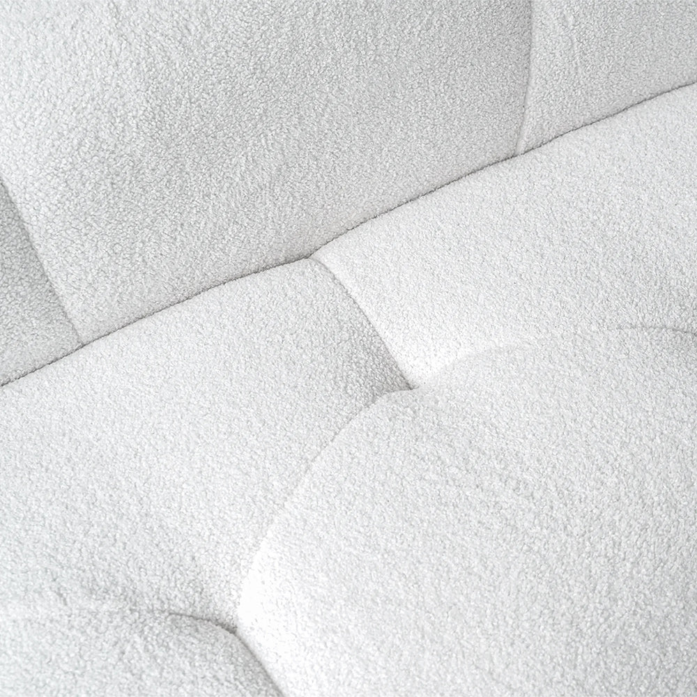 Essential Cloud Boneless Sofas | 1-Piece Teddy Velvet White Loveseats 3-Seater