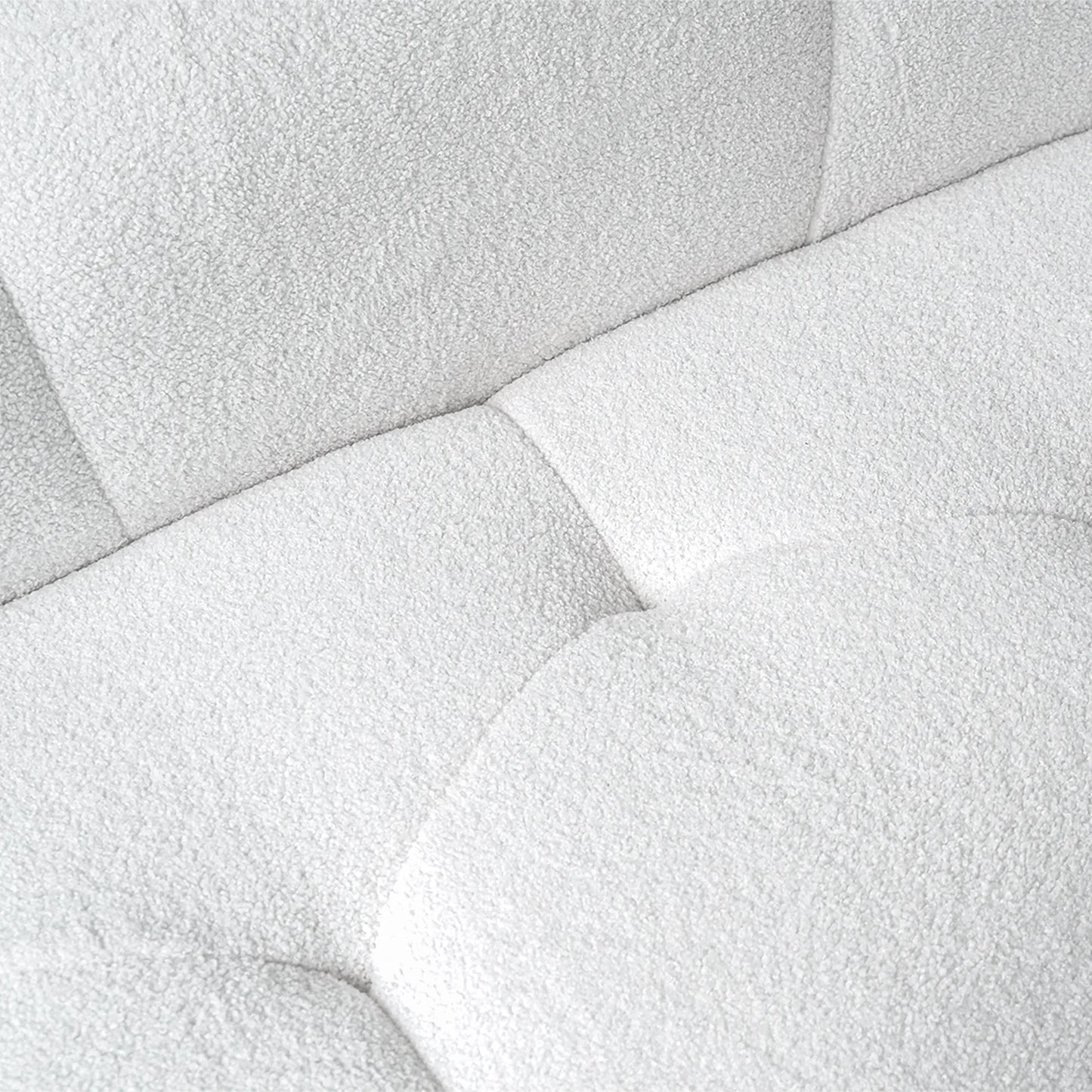 Essential Cloud Boneless Sofas | 1-Piece Teddy Velvet White Loveseats 3-Seater