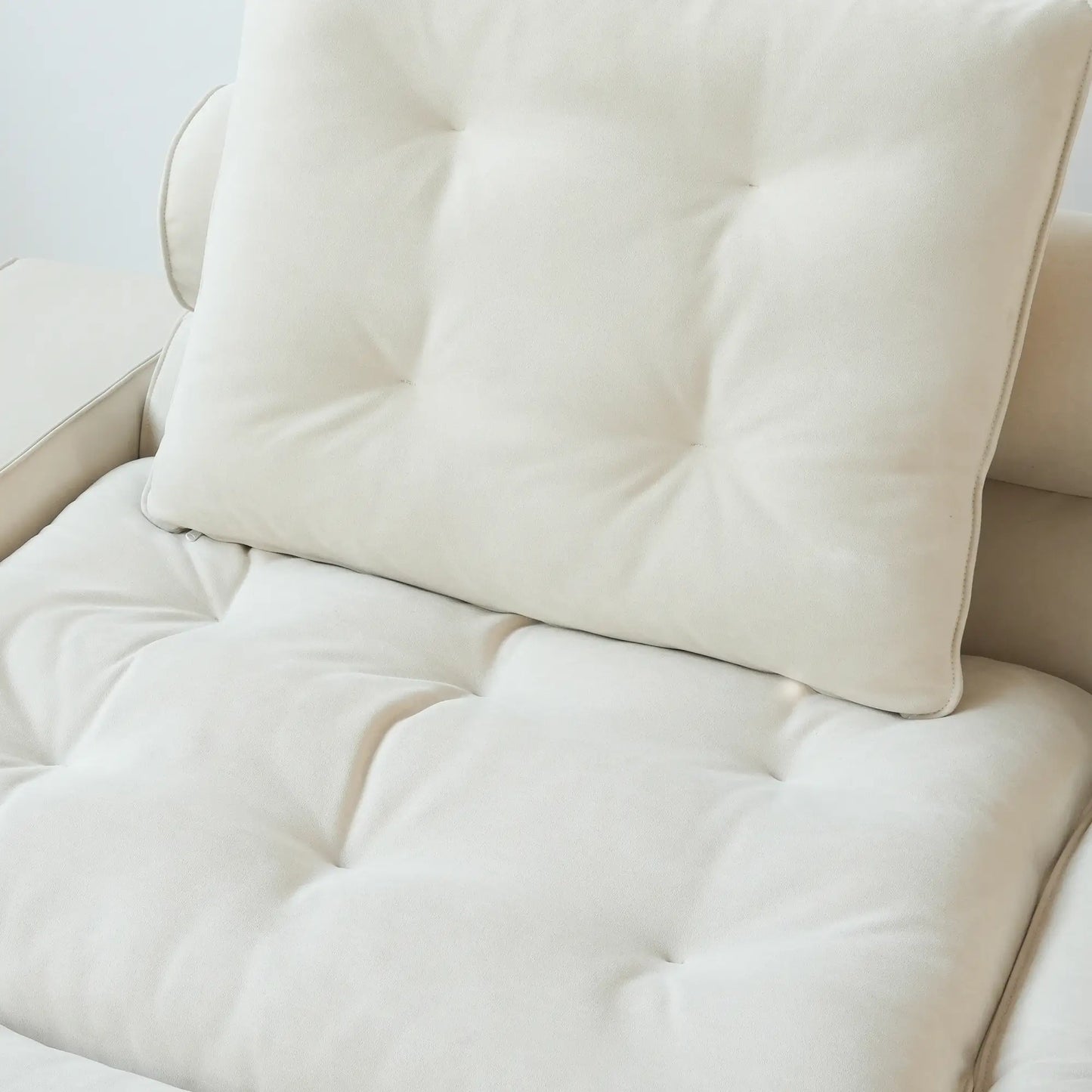 Deluxe Adjustable Cloud Sectional Sofas | Beige Frosted Velvet U shaped Sectionals 5-seaters with 1 Ottoman