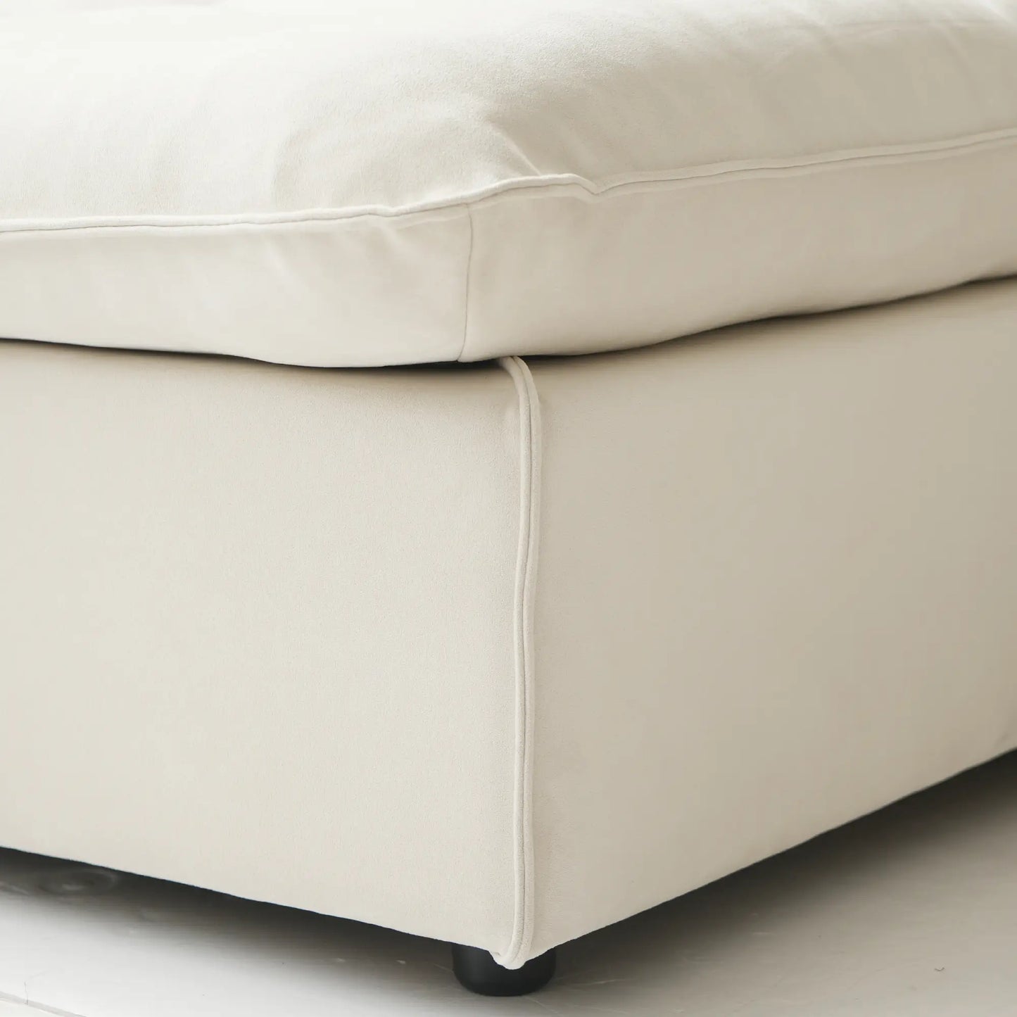 Deluxe Adjustable Cloud Sectional Sofas | Beige Frosted Velvet U shaped Sectionals 5-seaters with 1 Ottoman