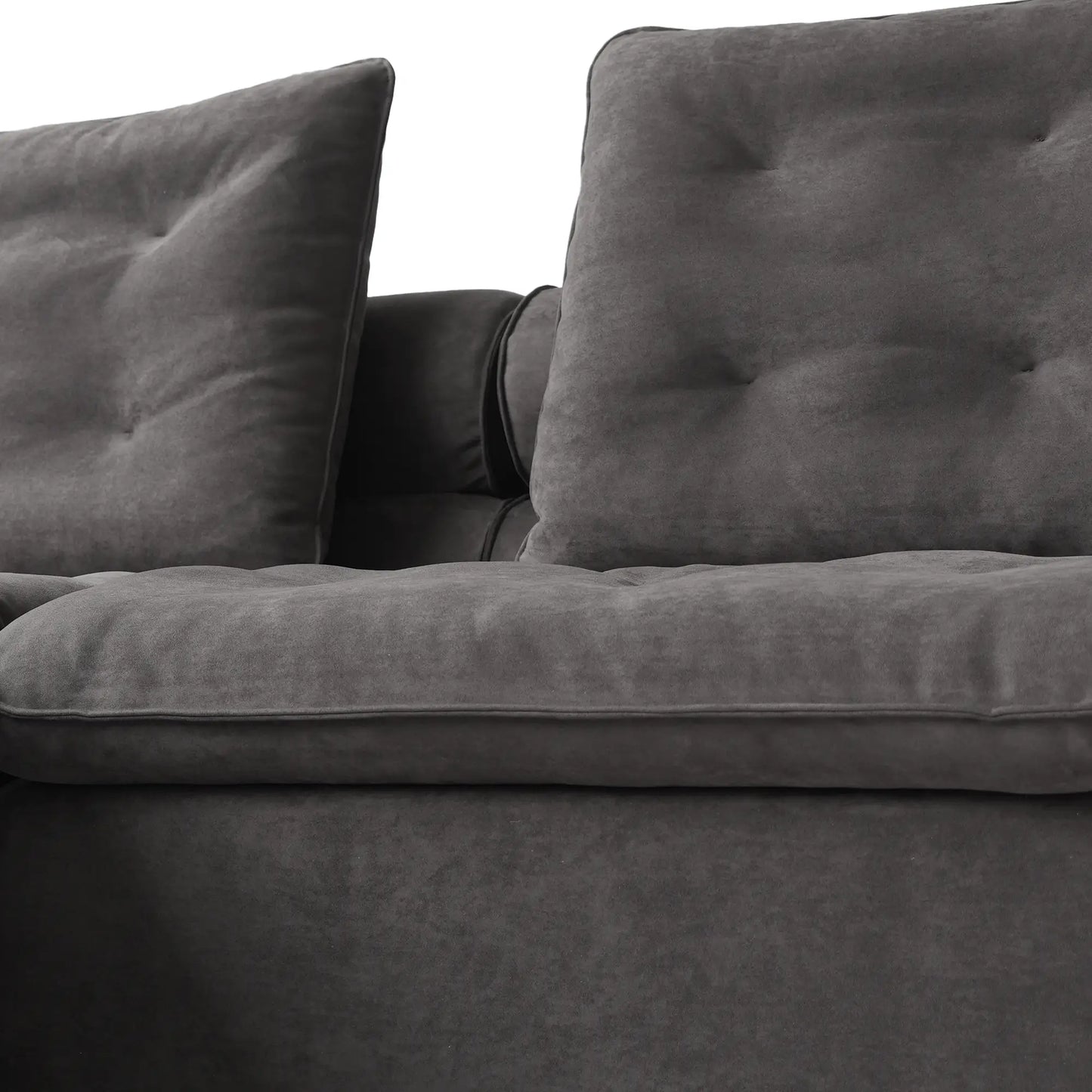 Deluxe Adjustable Cloud Sectional Sofas | Grey Frosted Velvet U shaped Sectionals 5-seaters with 1 Ottoman