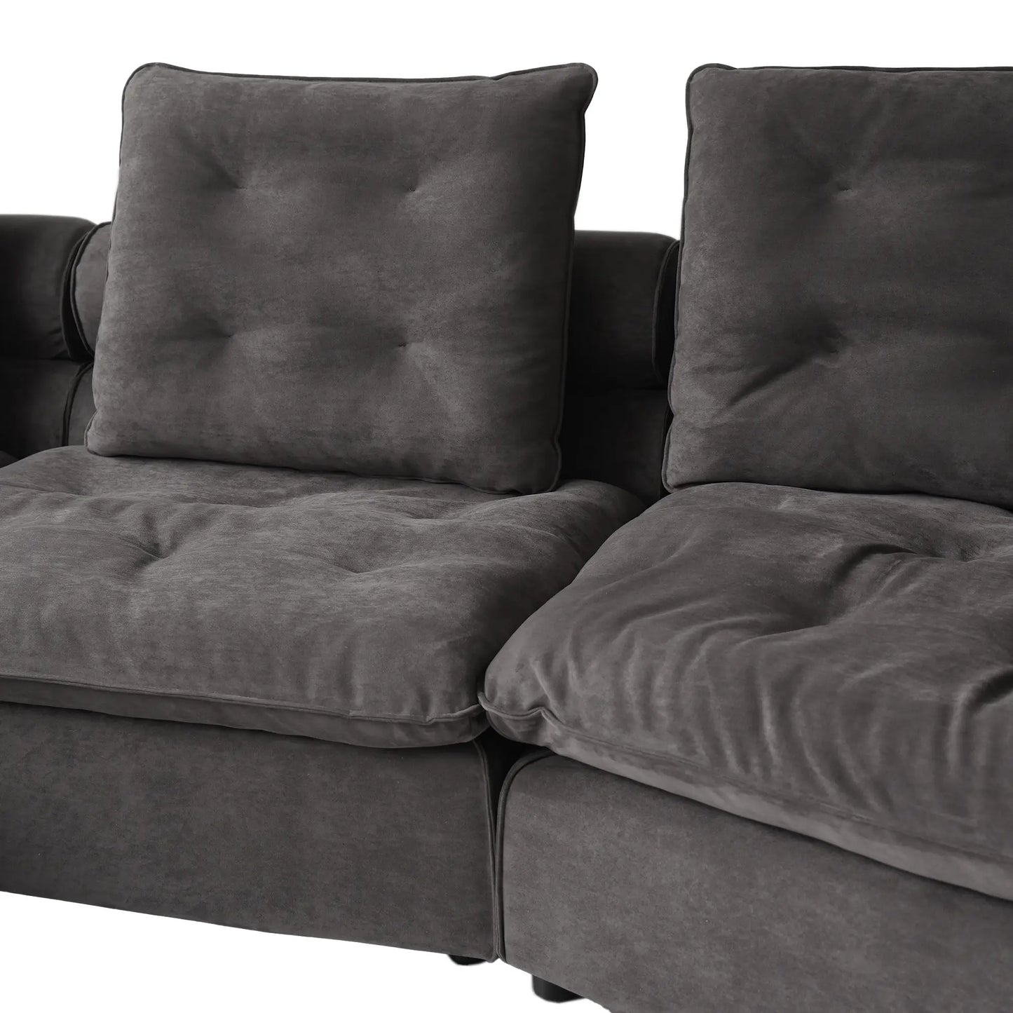 Deluxe Adjustable Cloud Sectional Sofas | Grey Frosted Velvet U shaped Sectionals 6-seaters