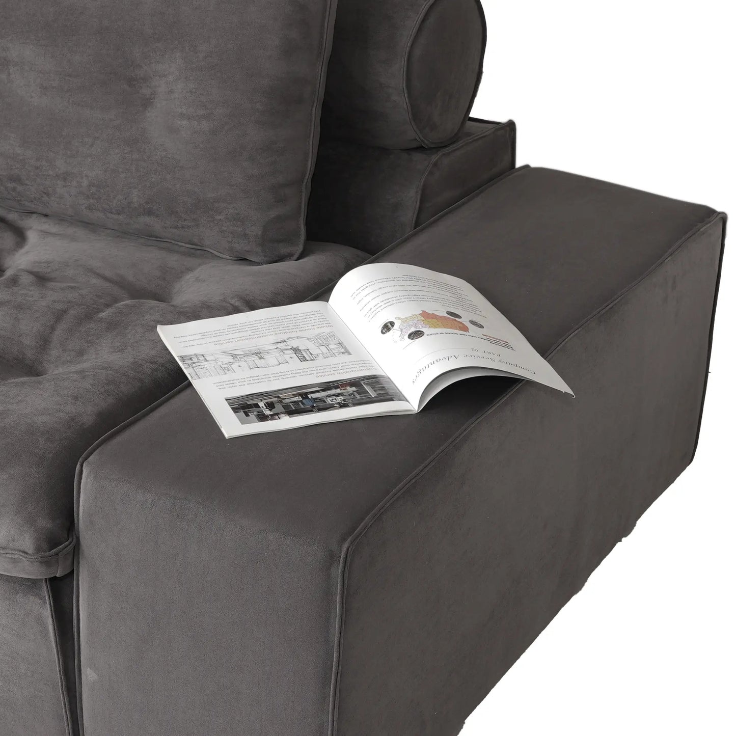 Deluxe Adjustable Cloud Sectional Sofas | Grey Frosted Velvet U shaped Sectionals 6-seaters